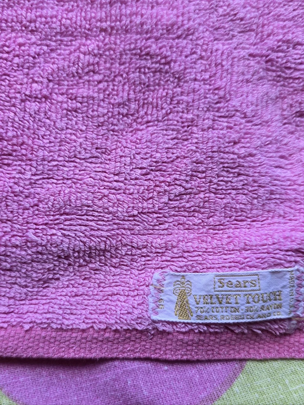 Vintage Sears Hand Towel Bubblegum Pink Fringed Bath Towel 1950 1960 Decor